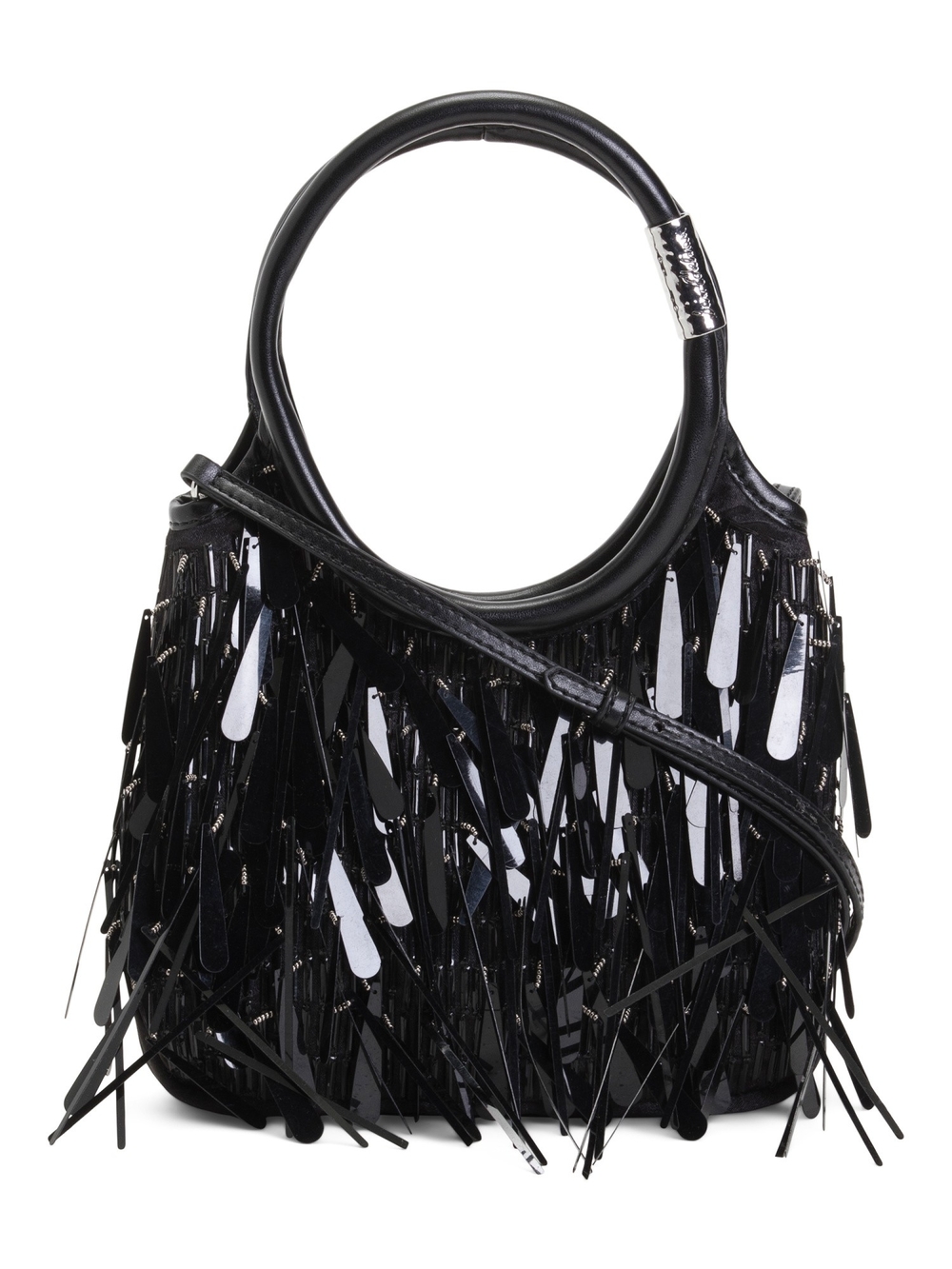 Sam Edelman Black Sequin Fringe Shoulder Bag